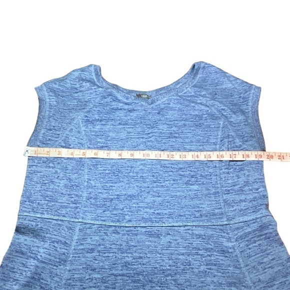 T x TALBOTS Blue Jersey Dress Soft Drape Casual Stretch Knit Marled Blue Sz Lp - Picture 6 of 10